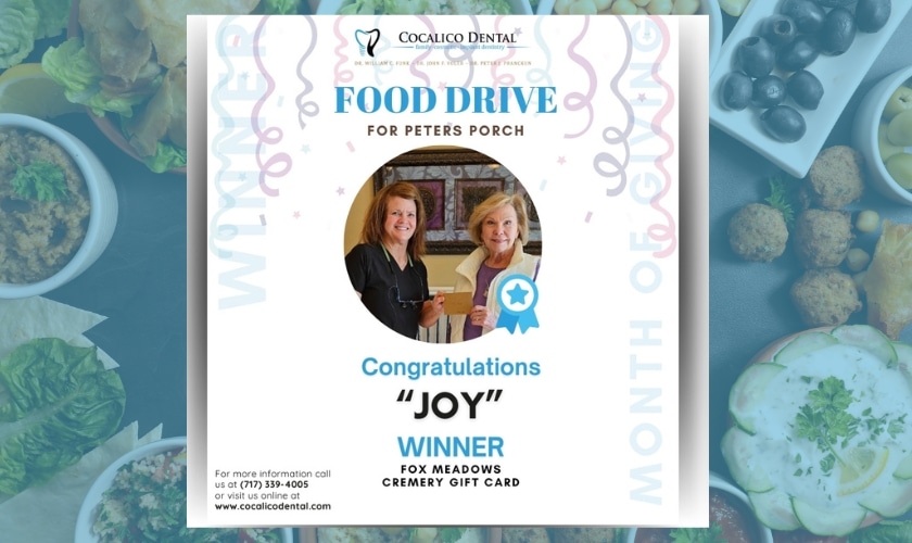 Featured image for “Cocalico Dental Celebrates Generosity: Joy Wins the Food Drive for Peter’s Porch!”