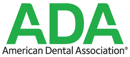A logo displays the letters “ADA,” representing the American Dental Association. The design uses bold lettering commonly associated with professional organizations.